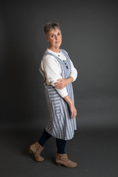 The Tabard: Blue Striped Linen Cotton